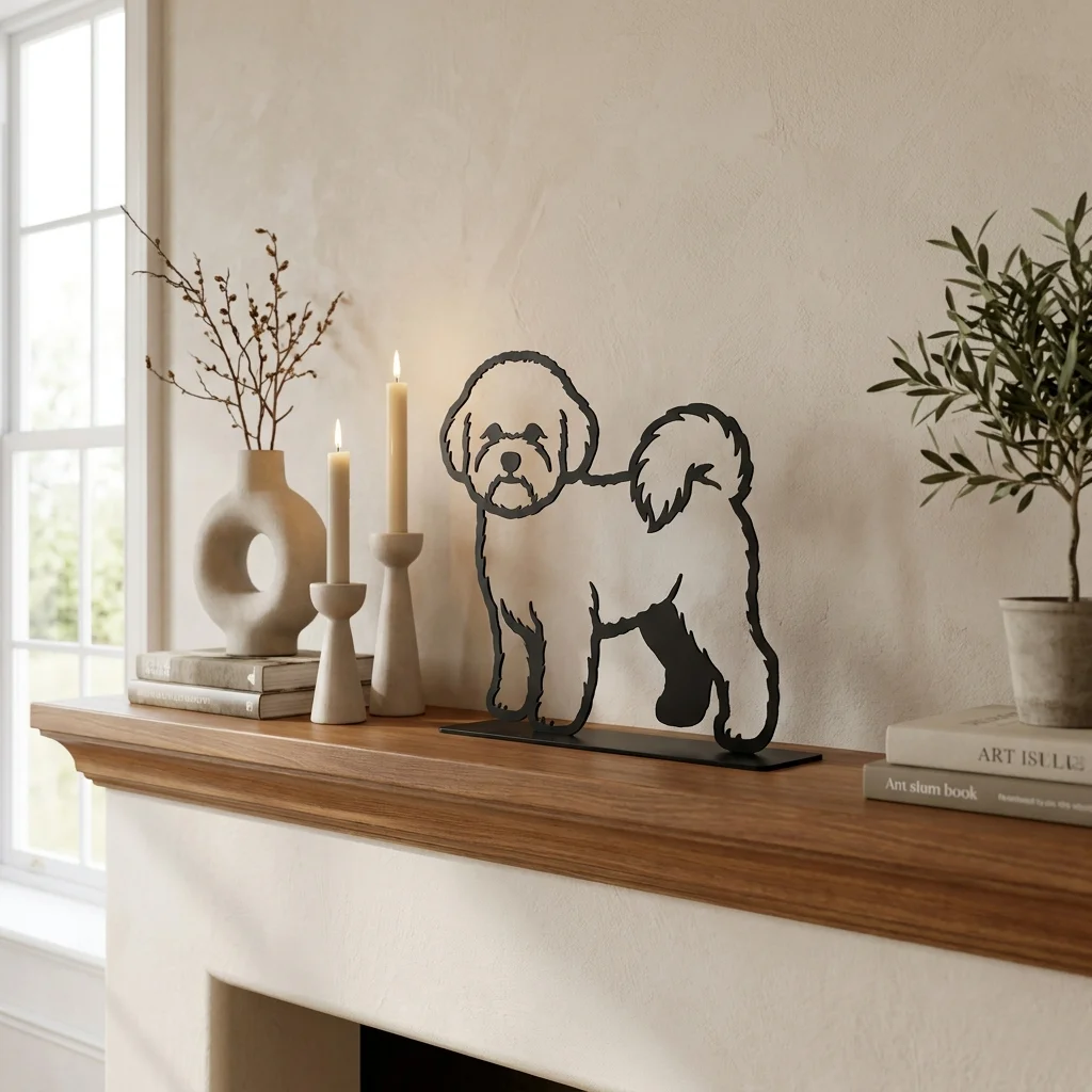 Bichon Frise metalowa dekoracja wolnostojąca