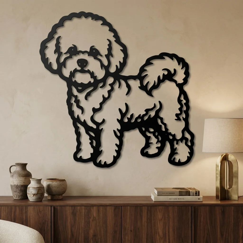 Bichon Frise v2 - metalowa dekoracja ścienna