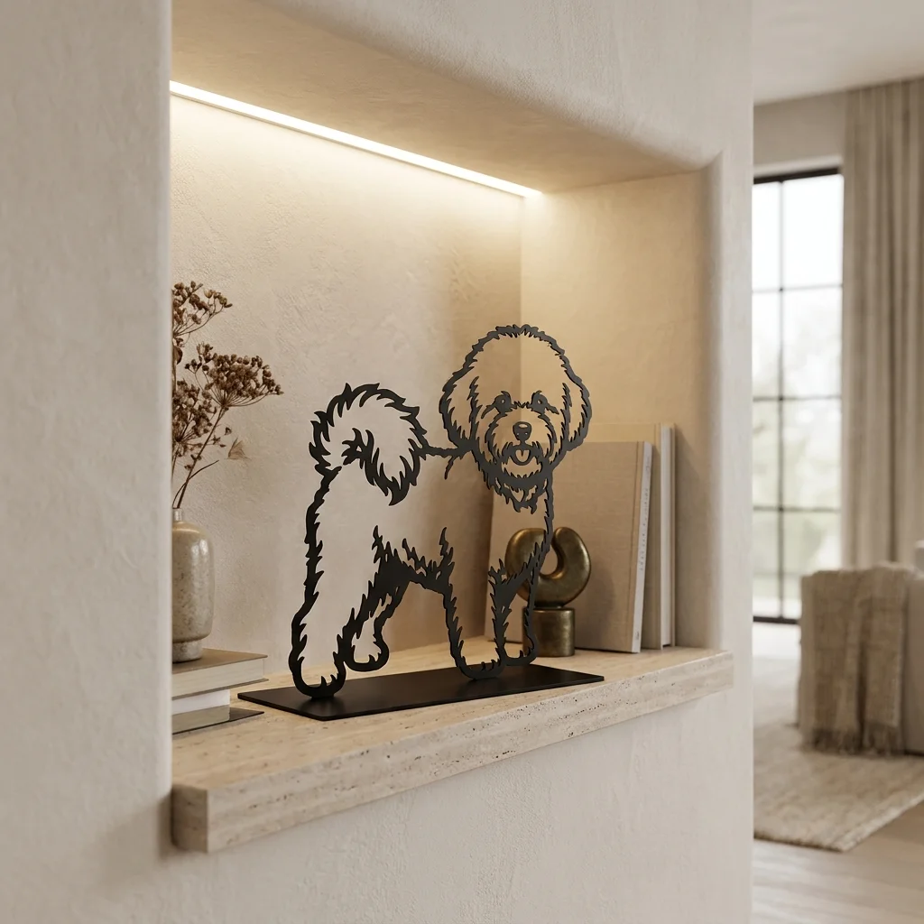 Bichon Frise metalowa dekoracja wolnostojąca model 2