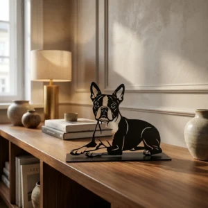 Boston Terrier metalowa dekoracja wolnostojąca