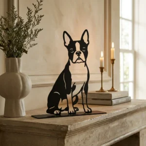 Boston Terrier metalowa dekoracja wolnostojąca model 2