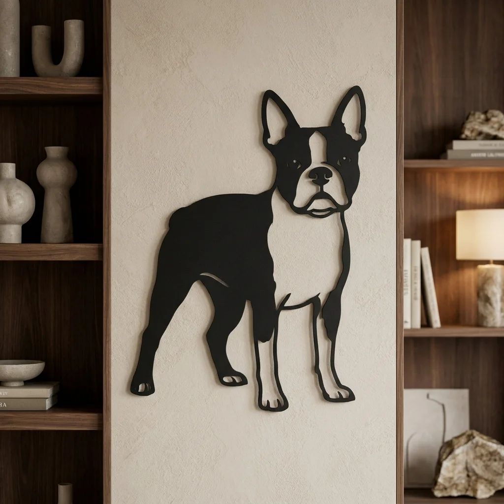 Boston Terrier v2 - metalowa dekoracja ścienna