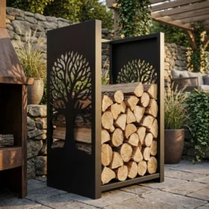 Drzewo Życia metalowy stojak na drewno 110 × 60 × 40 cm