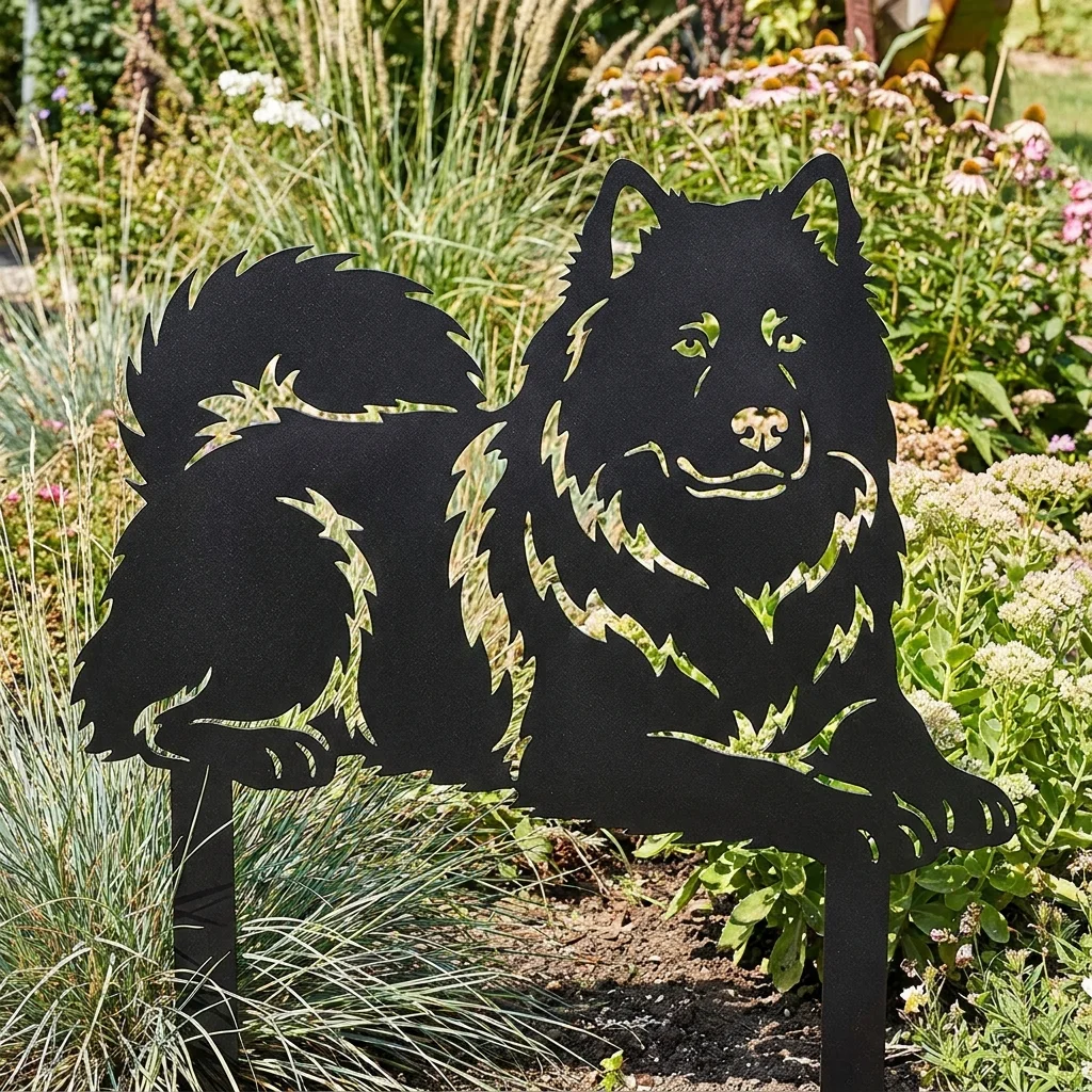 Eurasier – metalowa dekoracja ogrodowa do wbicia w ziemię