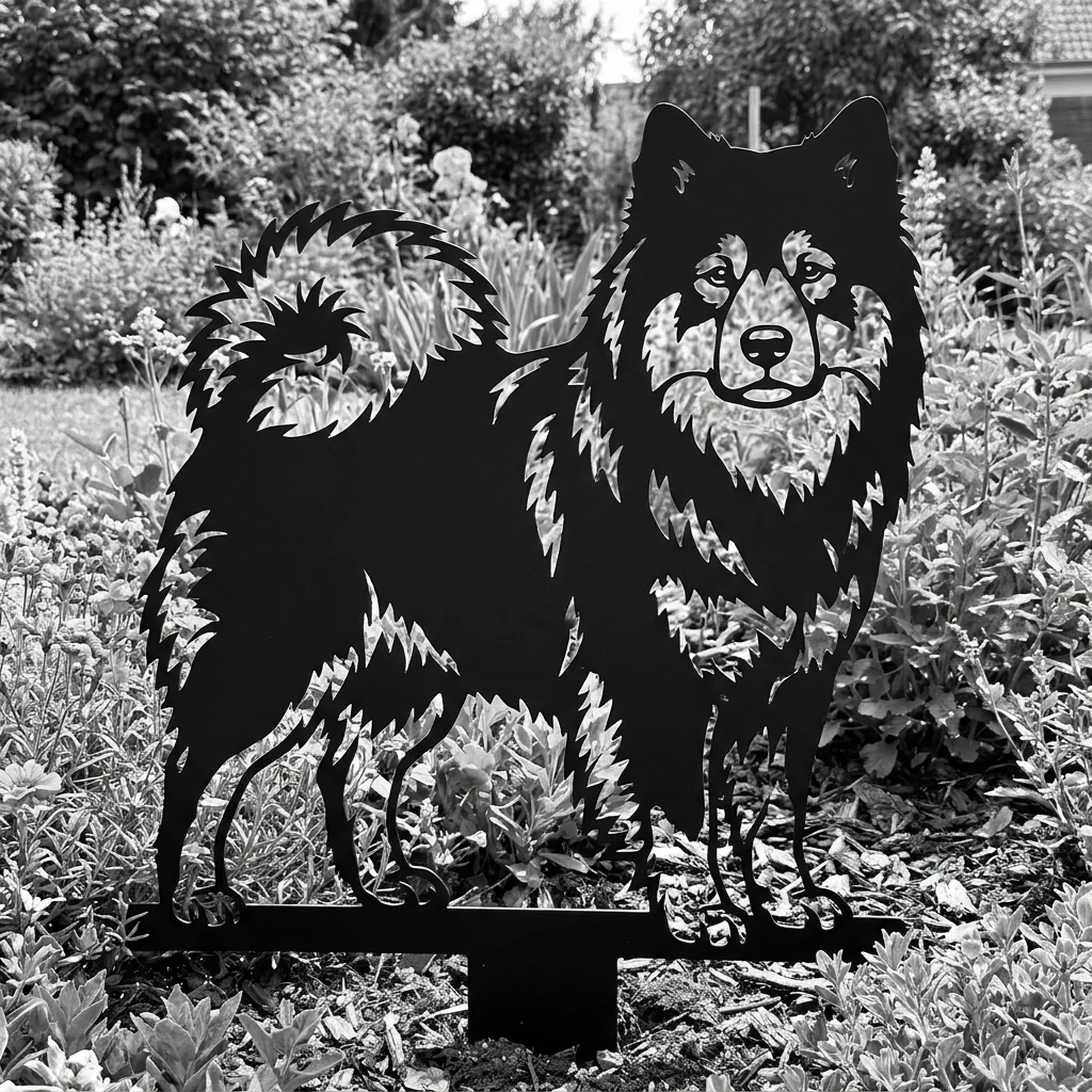 Eurasier v4 – metalowa dekoracja ogrodowa do wbicia w ziemię