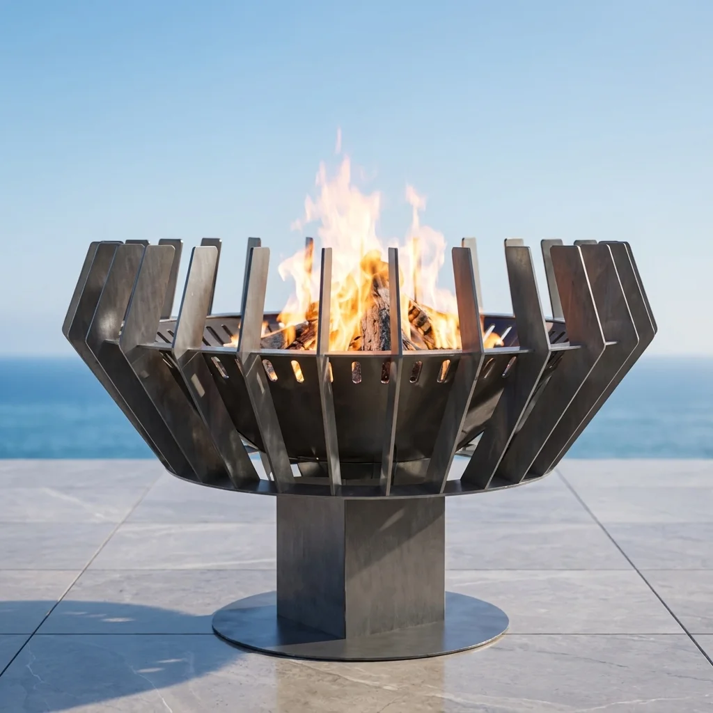 Palenisko ogrodowe Fire Halo 85,7 × 63,4 cm z ażurową geometryczną konstrukcją