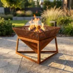 Palenisko ogrodowe Fire Lattice 70 × 61 cm z ażurowym geometrycznym wzorem