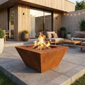 Palenisko ogrodowe Fire Prism 76,6 × 76,6 cm – nowoczesne kwadratowe palenisko metalowe