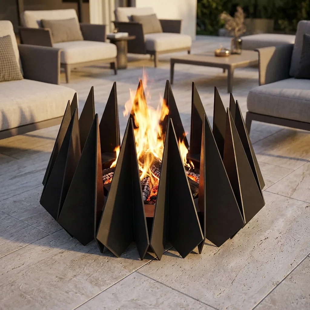 Palenisko ogrodowe Fire Spire 91,5 × 91,5 cm z wysokimi stalowymi żebrami