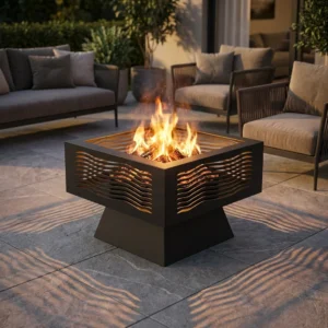 Palenisko ogrodowe Fire Wave 75 × 75 cm z dekoracyjnym wzorem fal