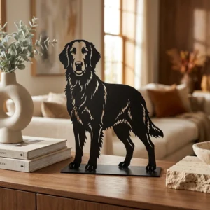 Flat-Coated Retriever metalowa dekoracja wolnostojąca