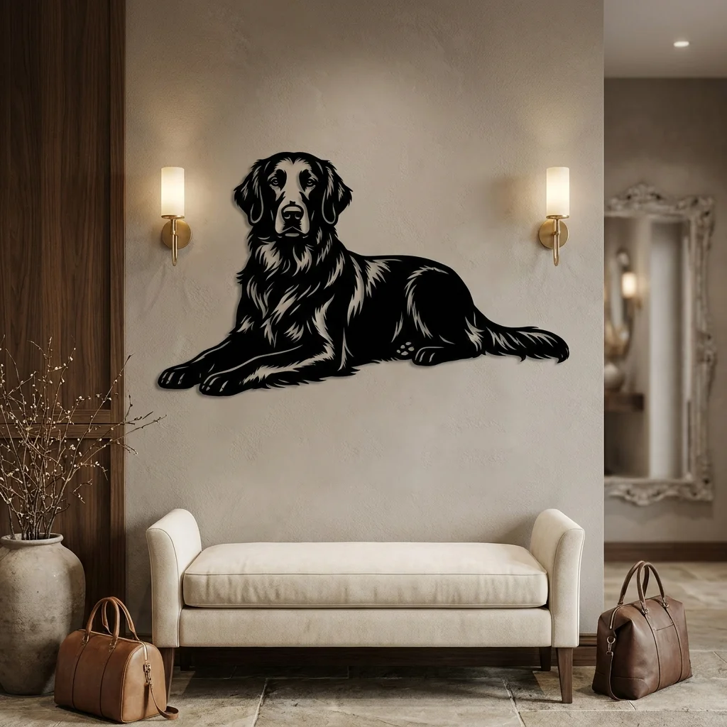 Flat-Coated Retriever v2 - metalowa dekoracja ścienna