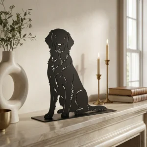 Flat-Coated Retriever metalowa dekoracja wolnostojąca model 3
