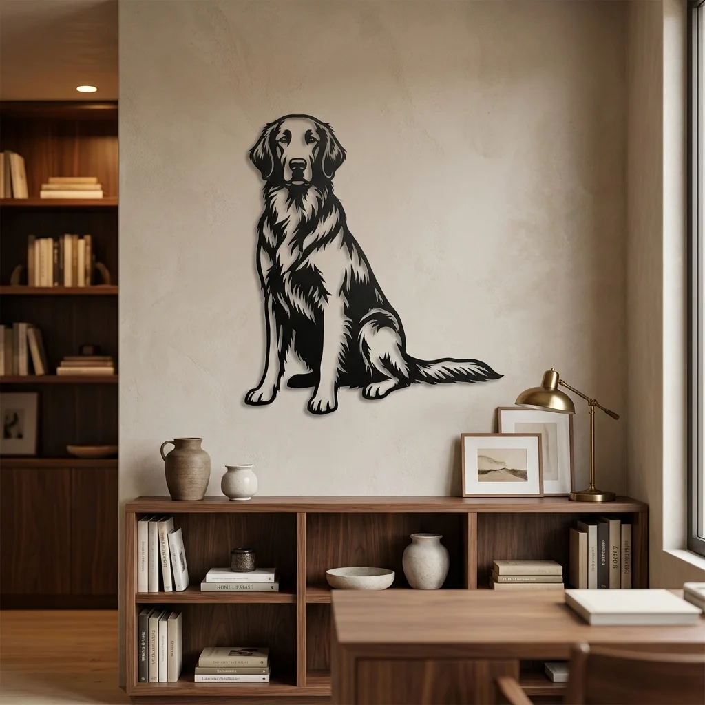 Flat-Coated Retriever v4 - metalowa dekoracja ścienna