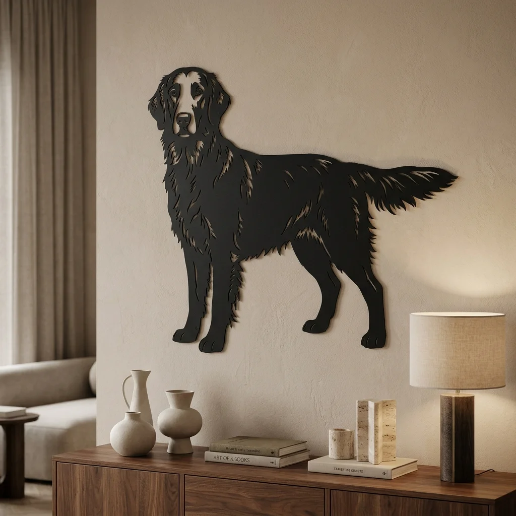Flat-Coated Retriever - metalowa dekoracja ścienna