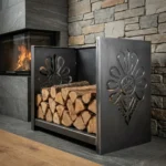 Góralska Parzenica metalowy stojak na drewno 80 × 70 × 40 cm