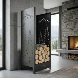 Górska Cisza metalowy stojak na drewno 120 × 50 × 40 cm