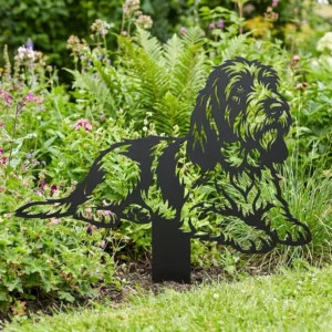 Grand Basset Griffon Vendéen – metalowa dekoracja ogrodowa do wbicia w ziemię