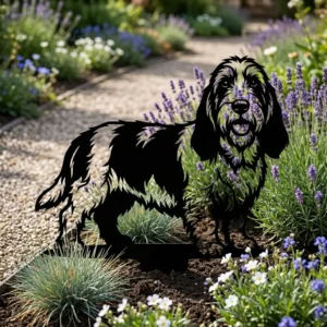 Grand Basset Griffon Vendéen v3 – metalowa dekoracja ogrodowa do wbicia w ziemię