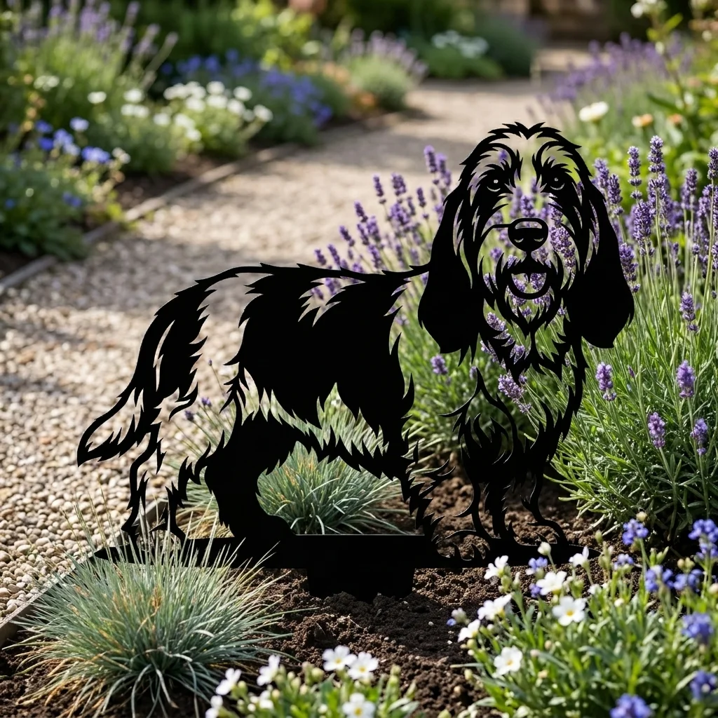 Grand Basset Griffon Vendéen v3 – metalowa dekoracja ogrodowa do wbicia w ziemię