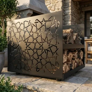 Gwiezdny Rytm metalowy stojak na drewno 70 × 70 × 40 cm