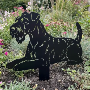 Kerry Blue Terrier – metalowa dekoracja ogrodowa do wbicia w ziemię