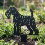 Kerry Blue Terrier v2 – metalowa dekoracja ogrodowa do wbicia w ziemię
