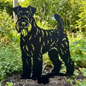 Kerry Blue Terrier v3 – metalowa dekoracja ogrodowa do wbicia w ziemię