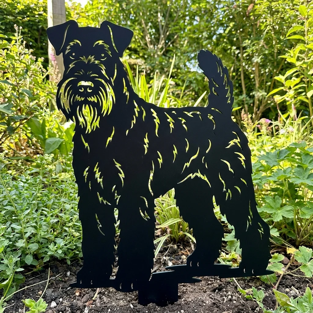 Kerry Blue Terrier v3 – metalowa dekoracja ogrodowa do wbicia w ziemię