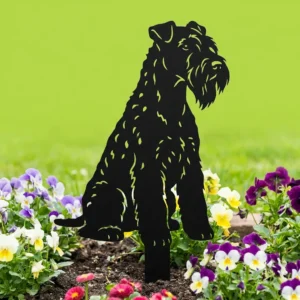 Kerry Blue Terrier v4 – metalowa dekoracja ogrodowa do wbicia w ziemię