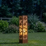 Klonowy Blask metalowy lampion ogrodowy z liśćmi klonu