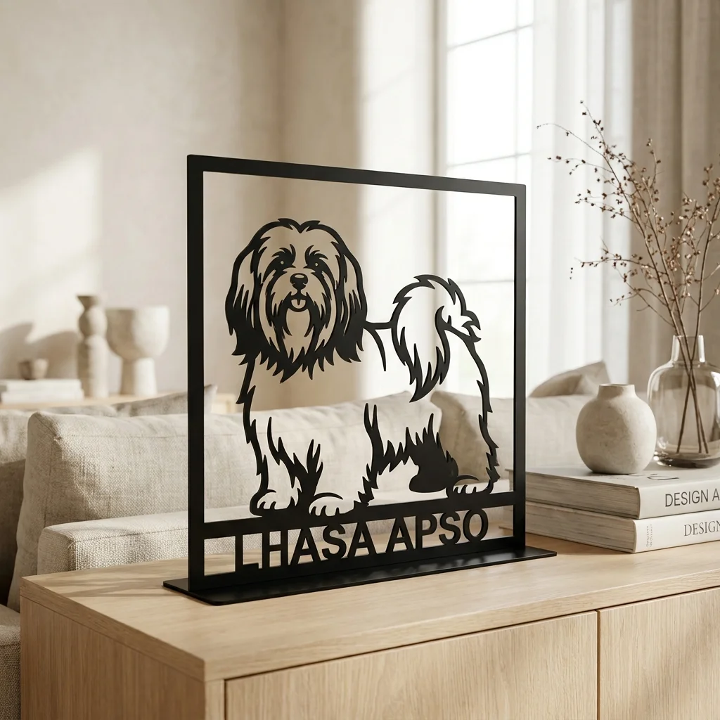Lhasa Apso metalowa dekoracja wolnostojąca model 2