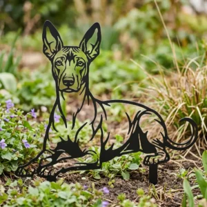 Xoloitzcuintli – metalowa dekoracja ogrodowa do wbicia w ziemię