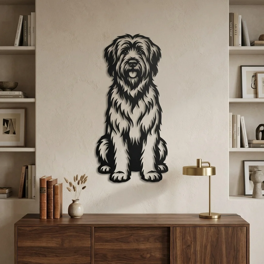 Owczarek francuski Briard v2 - metalowa dekoracja ścienna