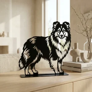 Owczarek szetlandzki Sheltie metalowa dekoracja wolnostojąca