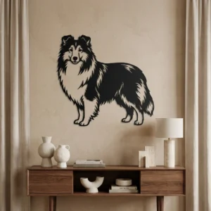 Owczarek szetlandzki Sheltie - metalowa dekoracja ścienna
