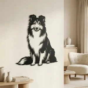 Owczarek szetlandzki Sheltie v2 - metalowa dekoracja ścienna