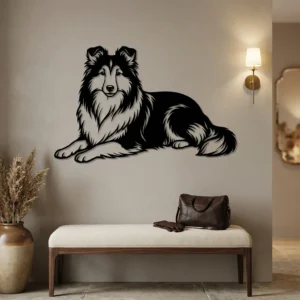Owczarek szetlandzki Sheltie v3 - metalowa dekoracja ścienna