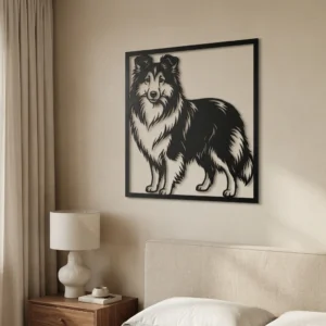 Owczarek szetlandzki Sheltie v4 - metalowa dekoracja ścienna