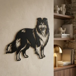 Owczarek szetlandzki Sheltie v5 - metalowa dekoracja ścienna