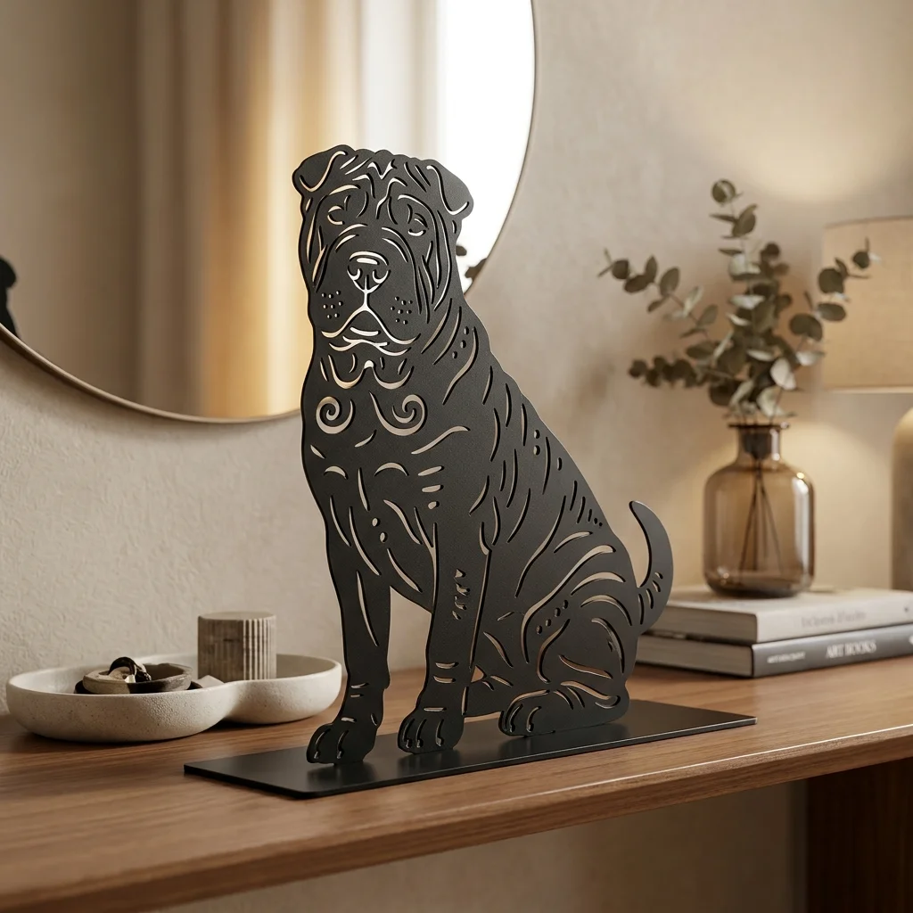 Shar Pei metalowa dekoracja wolnostojąca