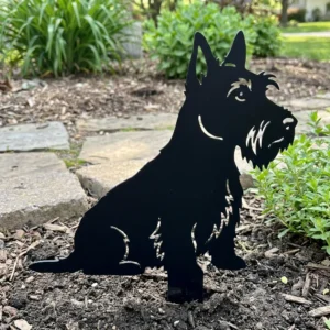 Terier szkocki v2 – metalowa dekoracja ogrodowa Scottish Terrier