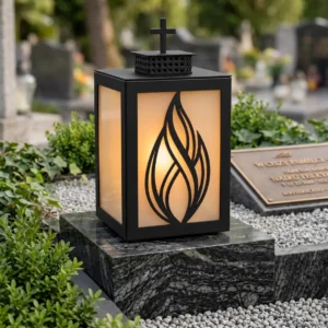 Znicz metalowy Wieczny Płomień 25 × 15 × 15 cm czarny