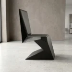 Czarny stelaż metalowy do krzesła Origami z przykładową tapicerką